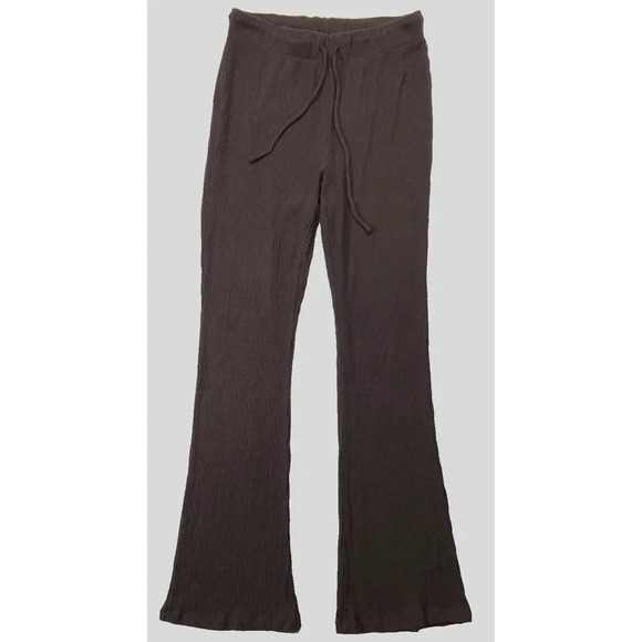 Babaton Aritzia Ribbed Casual Pull On Pants Women's Medium Brown Soft Stretch - Picture 1 of 5